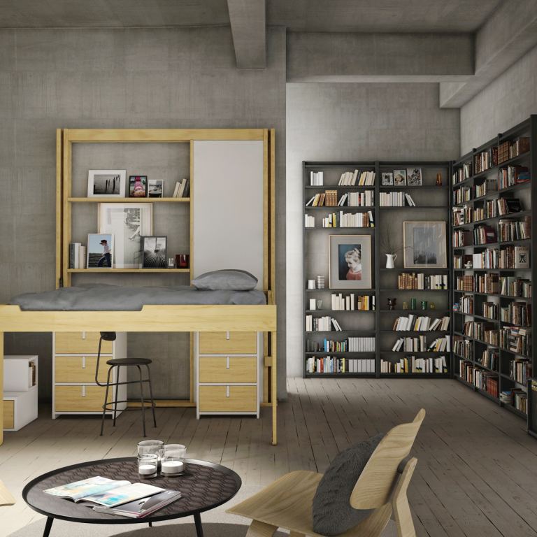 Letto a scomparsa: sistema a contrappeso - sollevato